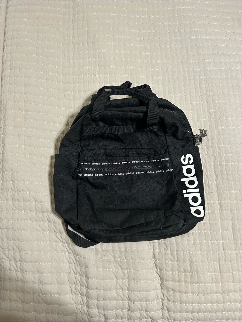 adidas Black Backpack Tote with Bold Vertical Logo